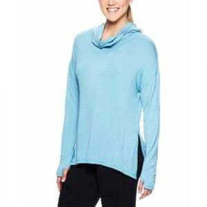 Gaiam Women's M Medium Relax Long Sleeve Cowl Neck Hoodie Side Slits Lightweight